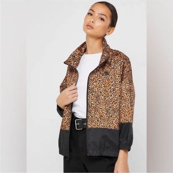 Nike Cheetah Print Leopard Windbreaker Track Jacket 3/4 sleeves, Size Large - Picture 2 of 13